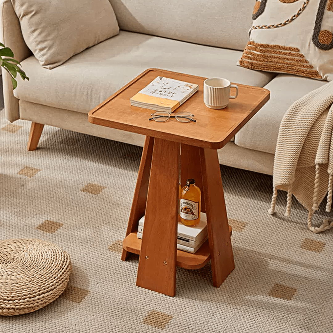 Eva Dne Side Table With Storage, Solid Wood - Miola