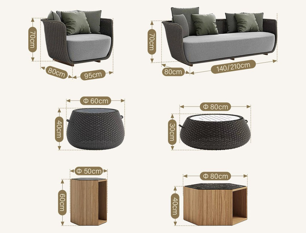 Eusden Rattan Outdoor Sofa Set, Outdoor Furniture - Miola