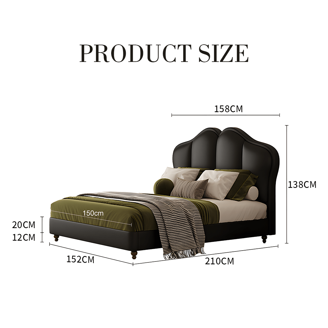 Zephyr Leather Double Bed - Miola