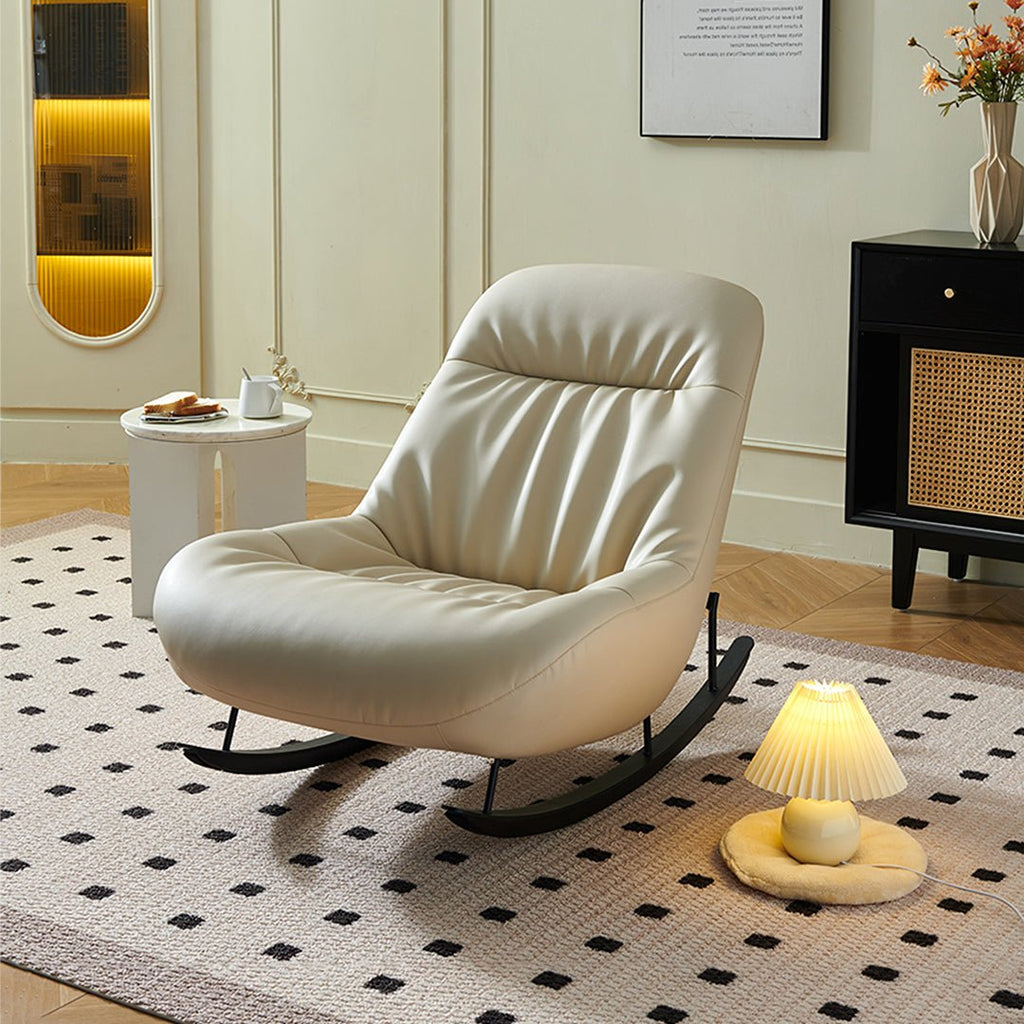 Lutz Rocking Chair With Footstool, Leather - Miola