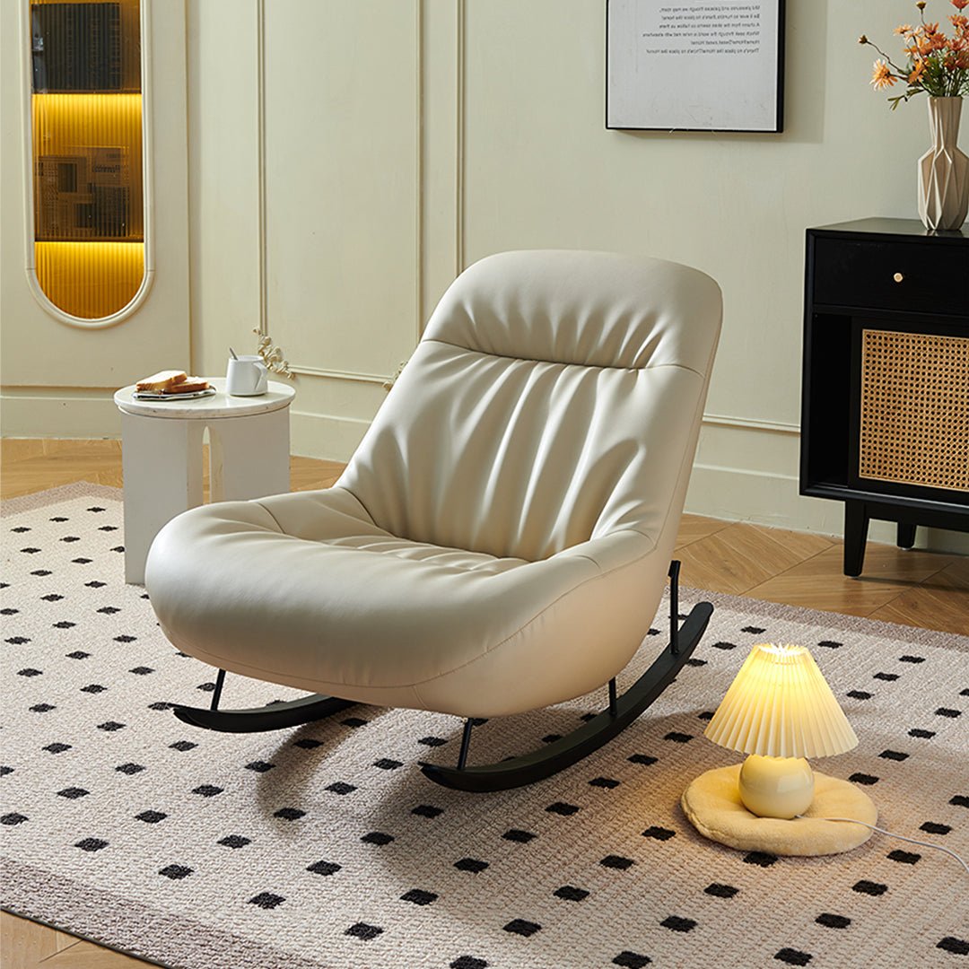 Lutz Rocking Chair With Footstool, Leather - Miola
