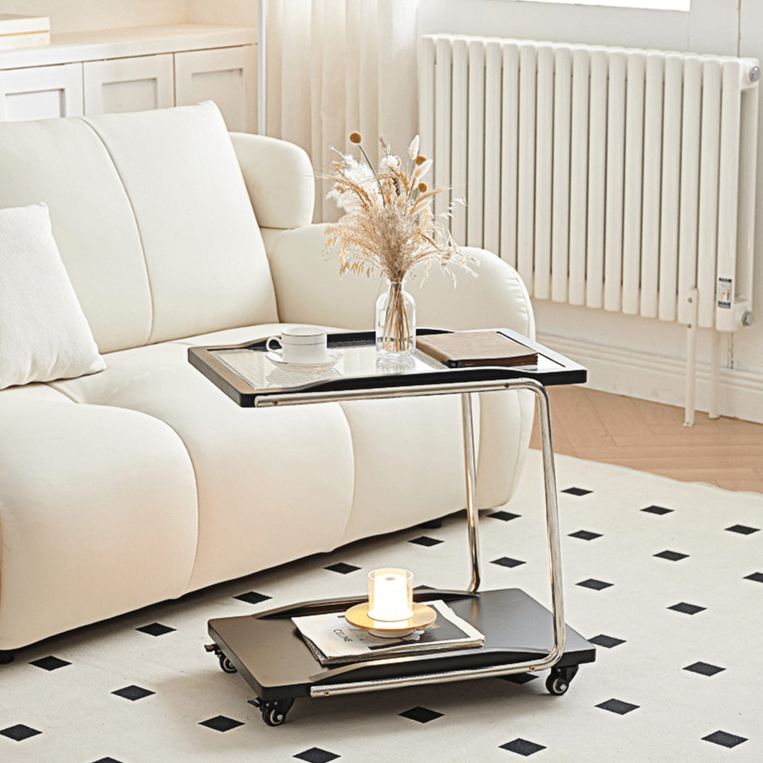 Demetrius Side Table With Trolleys, Black - Miola