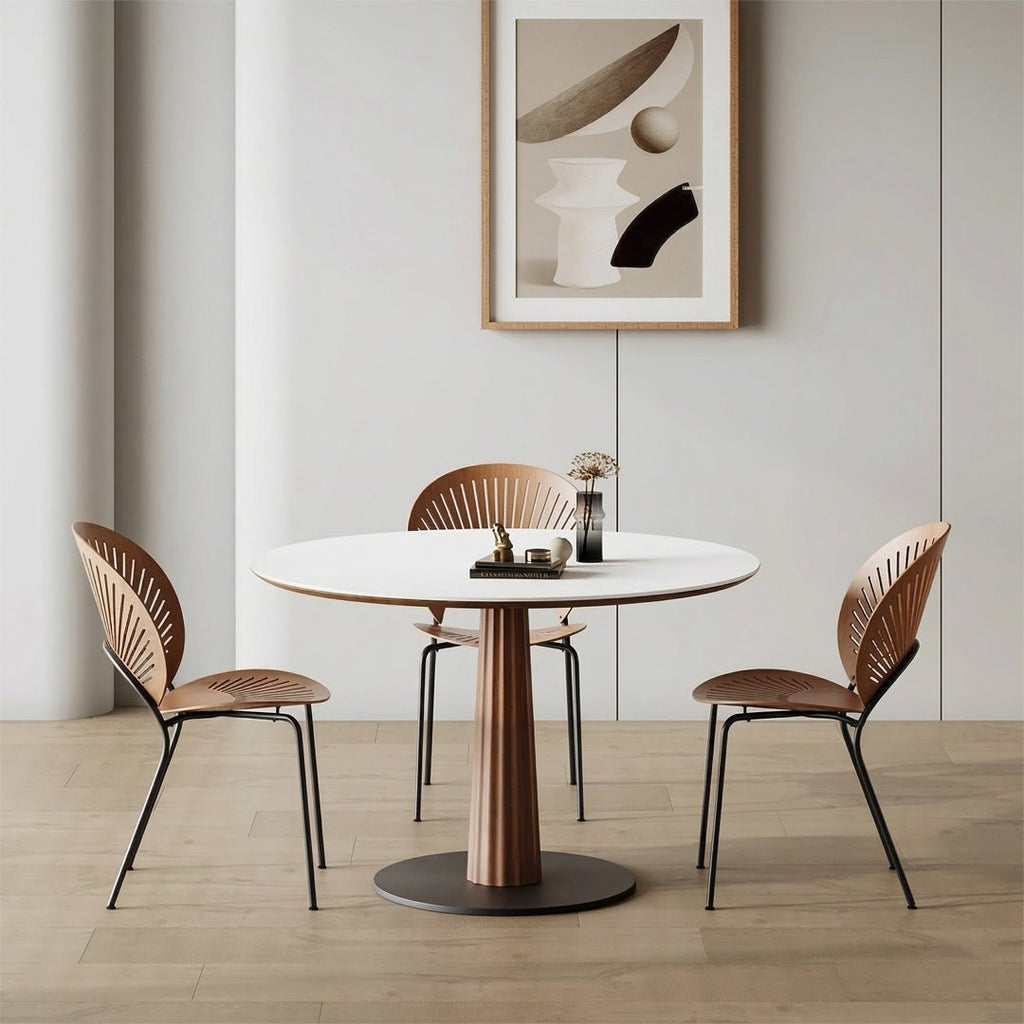 Anderson Small Round Dining Table, Sintered Stone & Solid Wood - Miola