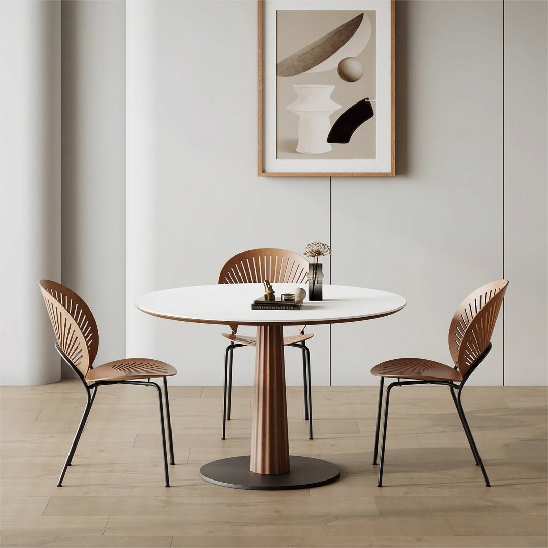 Anderson Small Round Dining Table, Sintered Stone & Solid Wood - Miola