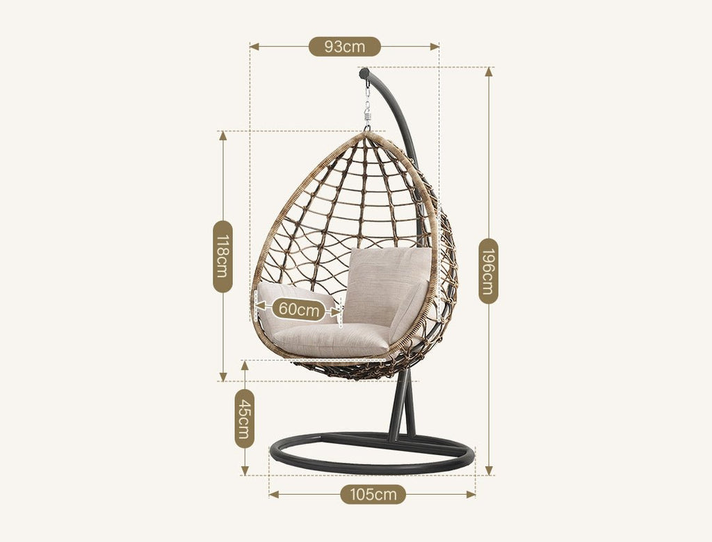 Kye Rattan Garden Hanging Egg Chair with Stand, Indoor/ Outdoor Furniture - Miola
