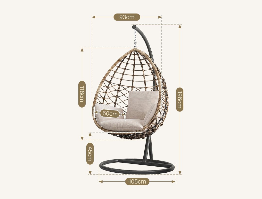 Kye Rattan Garden Hanging Egg Chair with Stand, Indoor/ Outdoor Furniture - Miola