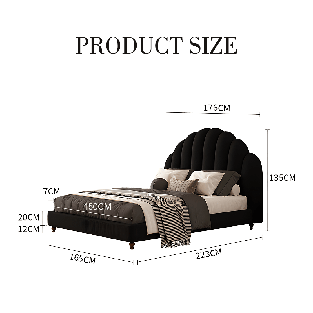Cassian Small Double Bed, King Size Bed, Flannelette - Miola