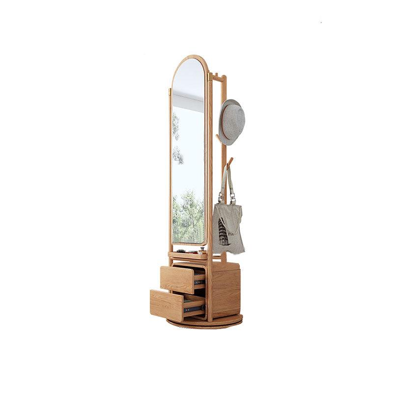 Rotatable Coat Rack, Wardrobe, Storage Rattan Oak - Miola