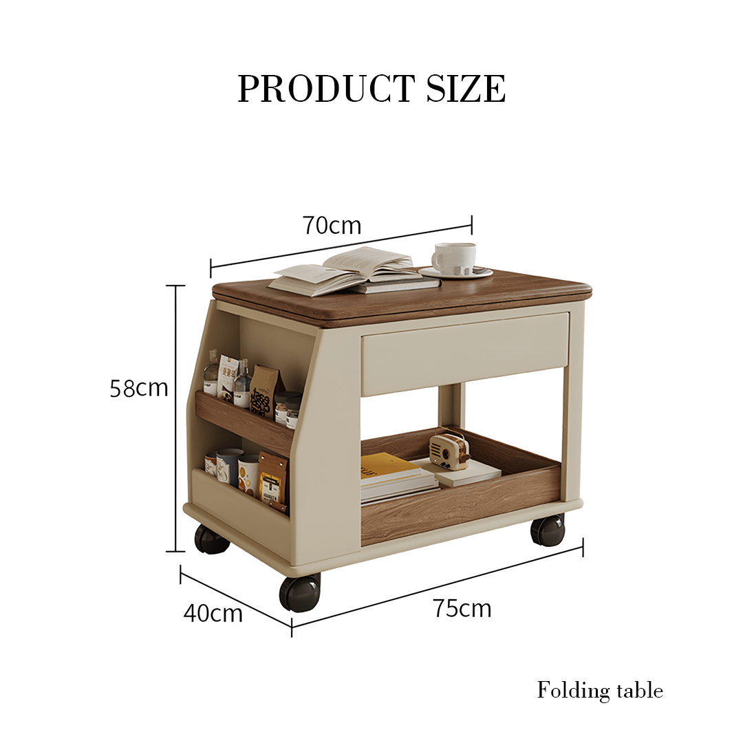Ruiz Small Coffee table, Lift Up Coffee Table With Storage & Casters - Miola