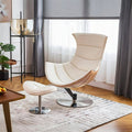 Lobster Lounge Swivel Chair With Ottoman, Walnut Texture - Miola