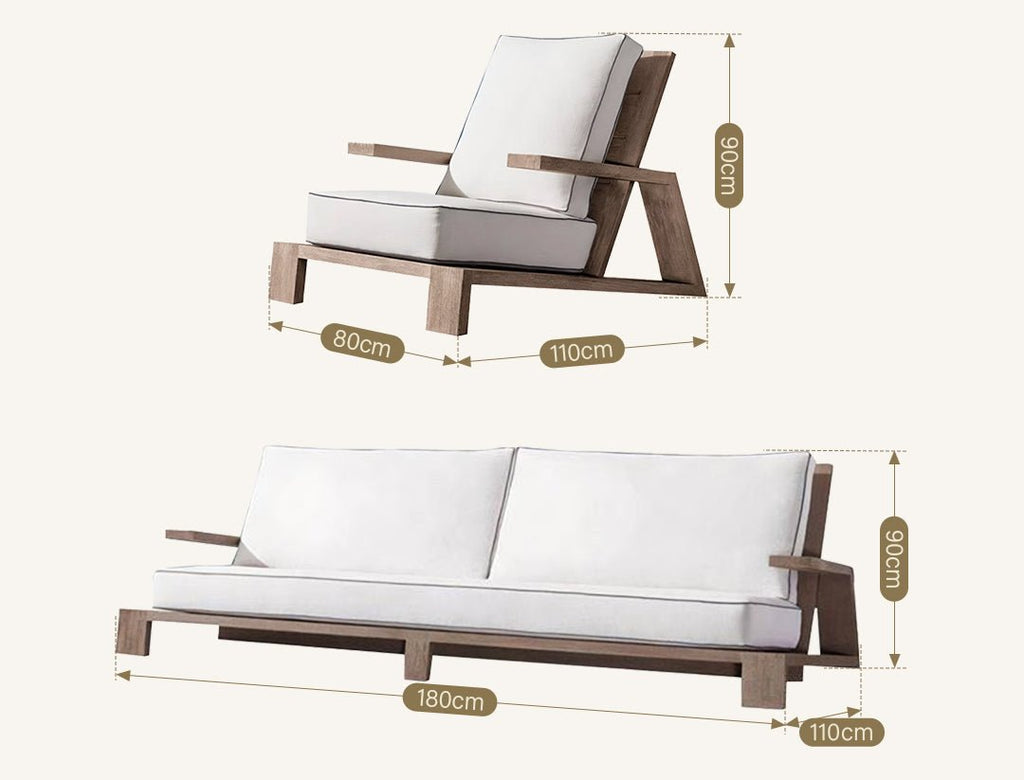 Chandler Oak Lounge Chair And Ottoman, Outdoor Armchair - Miola