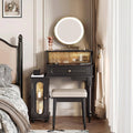 Scarlett Dressing Table With Side Cabinet & LED Mirror - Miola