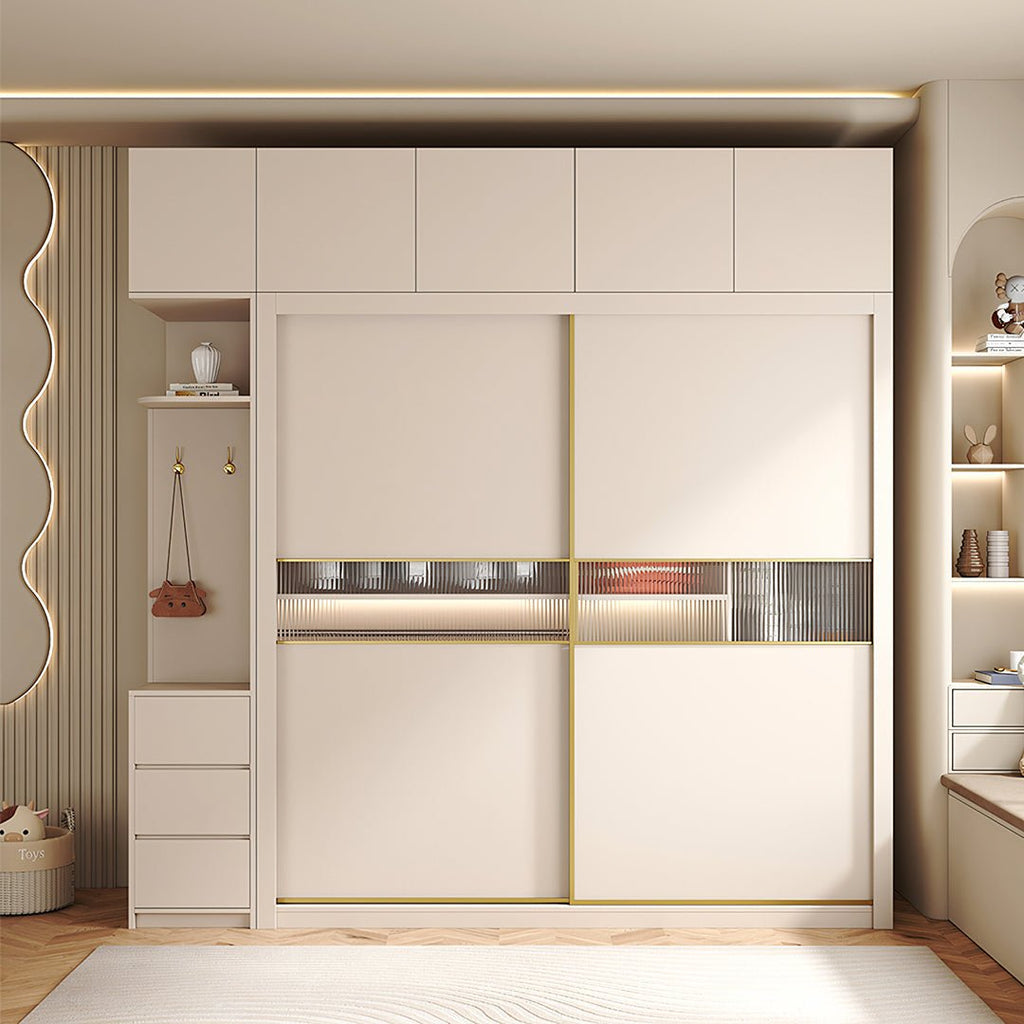 Jansen Sliding Door Wardrobe, Cream - Miola