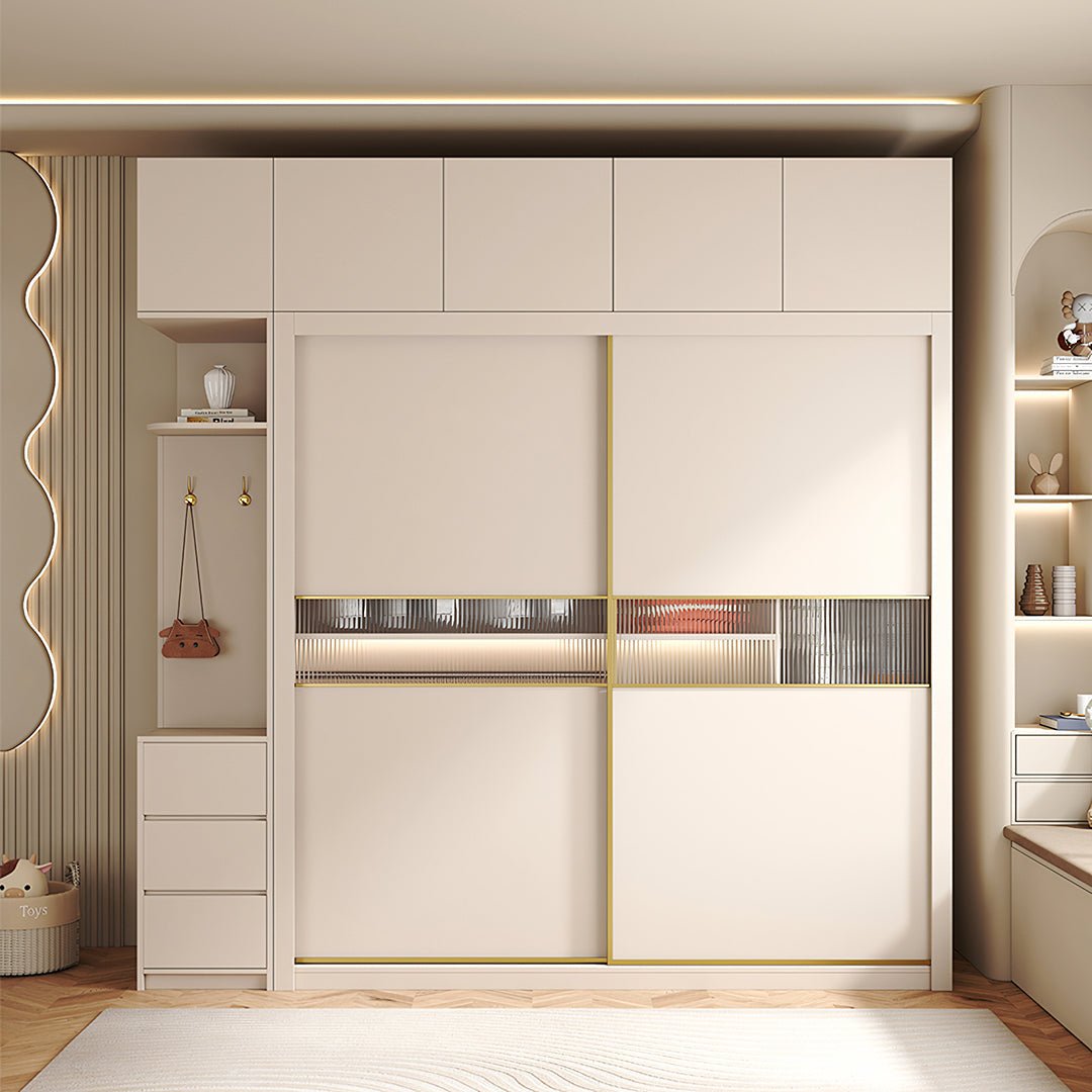 Jansen Sliding Door Wardrobe, Cream - Miola
