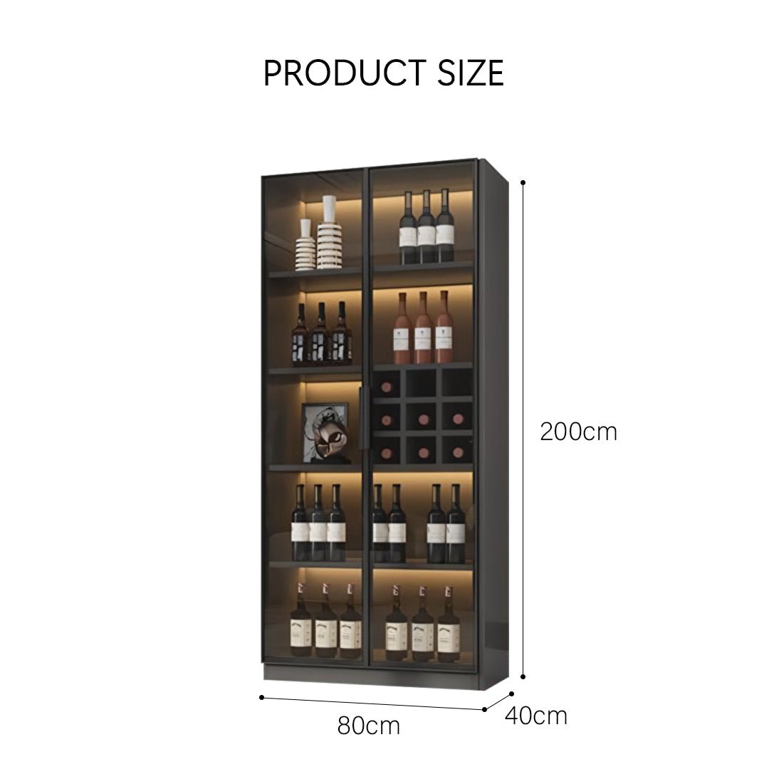 Hampshire I Wine Cabinet, Wine Storage With Glass Doors & Lights - Miola