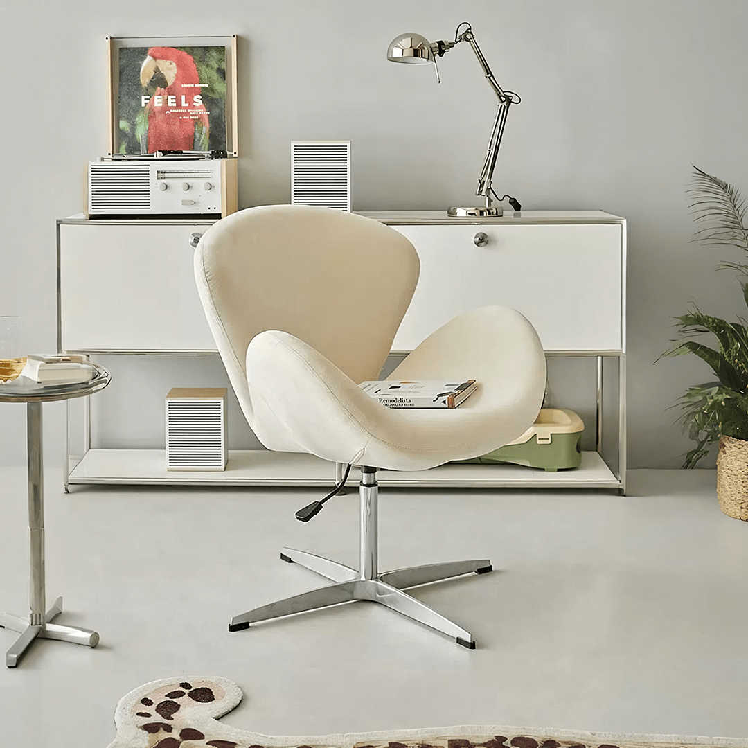 Tane Swivel Office Chair, Cream Flannelette - Miola