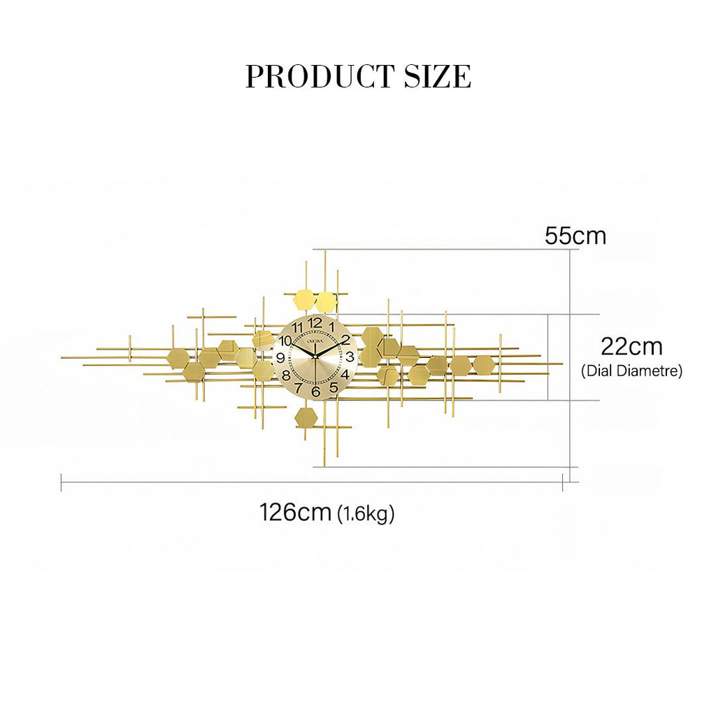 Clark Art Deco Wall Clock, Silent Clock, Gold - Miola