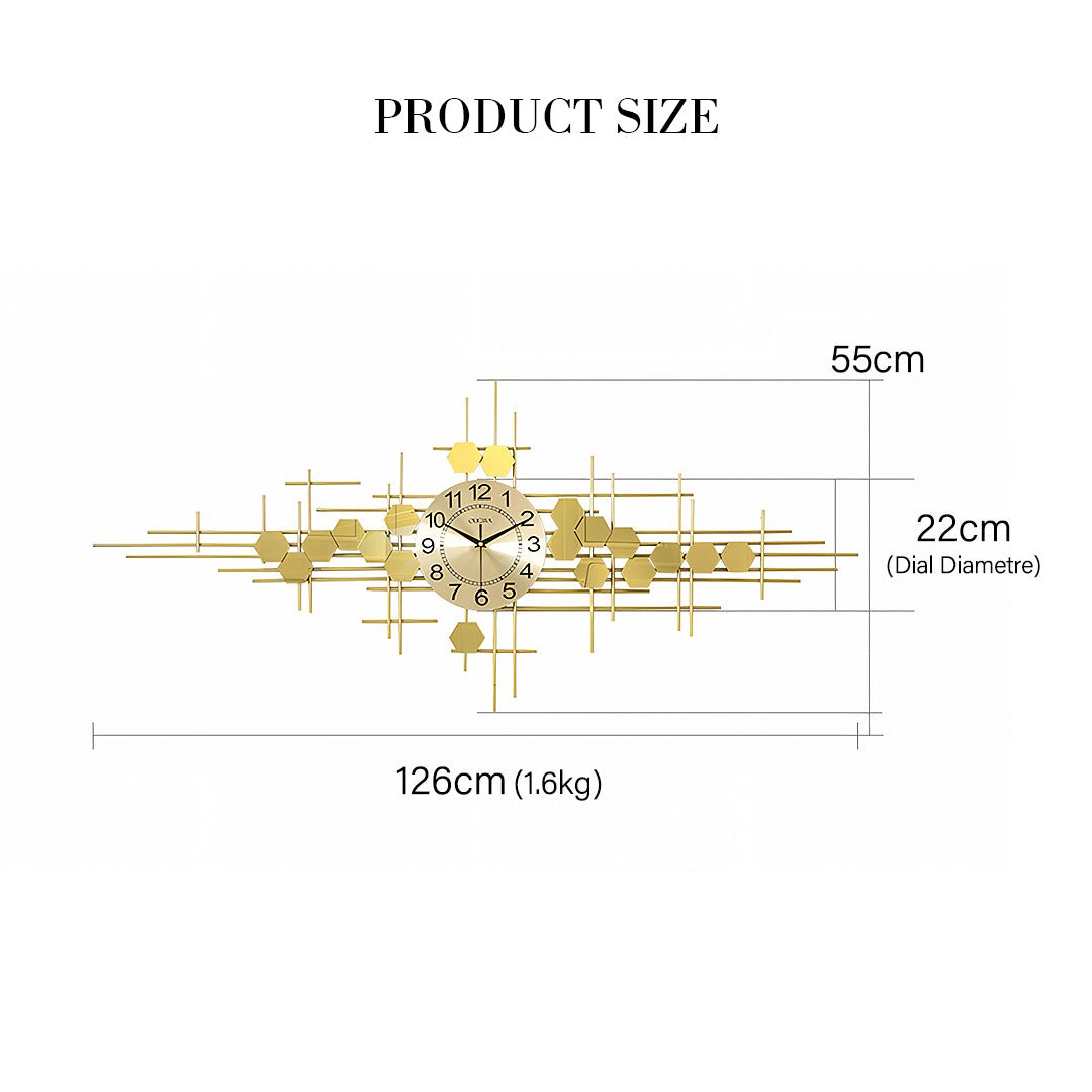 Clark Art Deco Wall Clock, Silent Clock, Gold - Miola