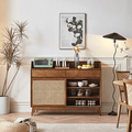 Cameron Sideboard, Rattan Cabinet With Glass Sliding Door - Miola