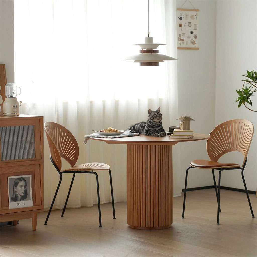 Cane Round Dining Table, Oak - Miola