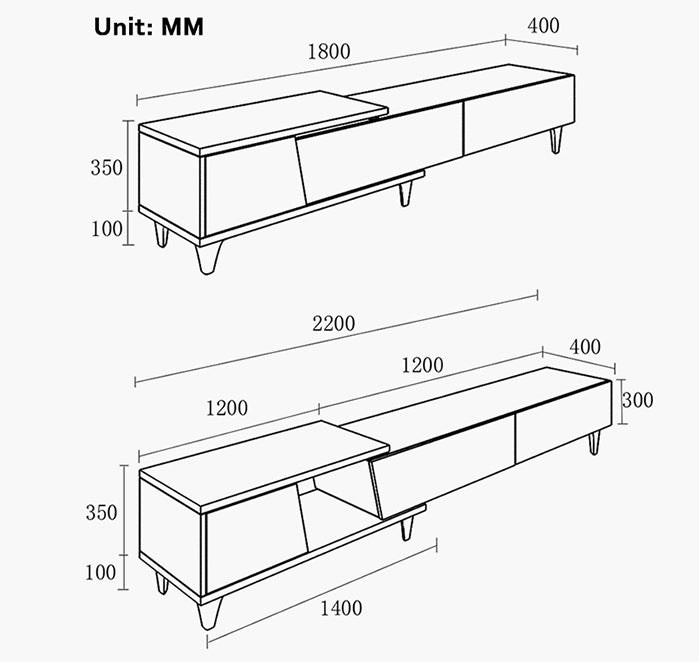 Noric Media Units, Extendable TV Stand, Coffee Table, Side Cabinet - Miola