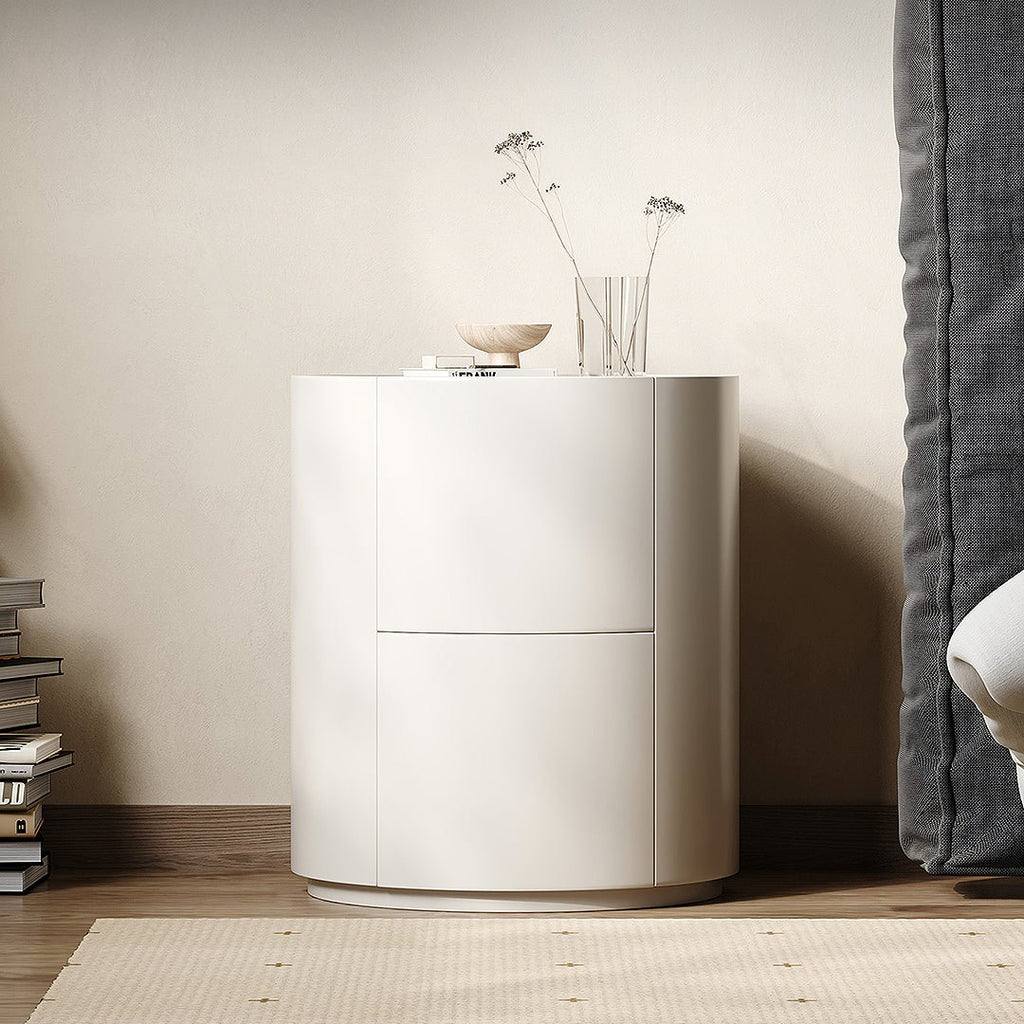 Farooq Round Bedside Table, White - Miola