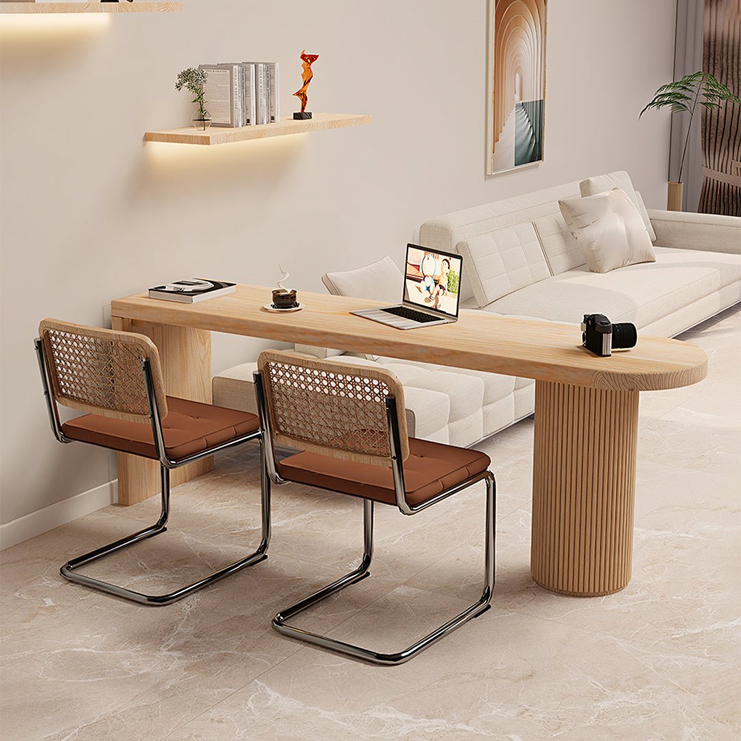Haruki Narrow Office Desk, Solid Wood, Light Oak - Miola