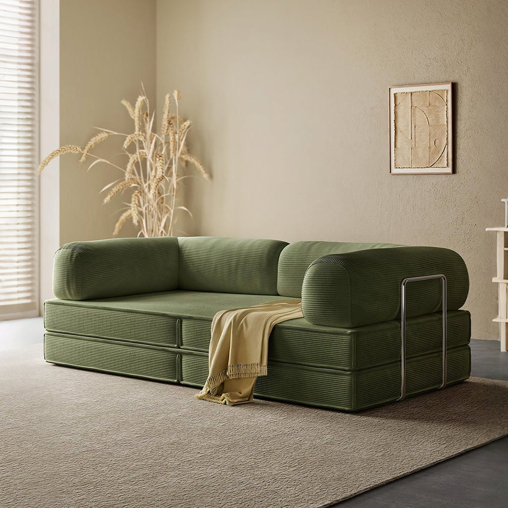 Van Buren Foldable Lazy Sofa Bed, Corduroy - Miola
