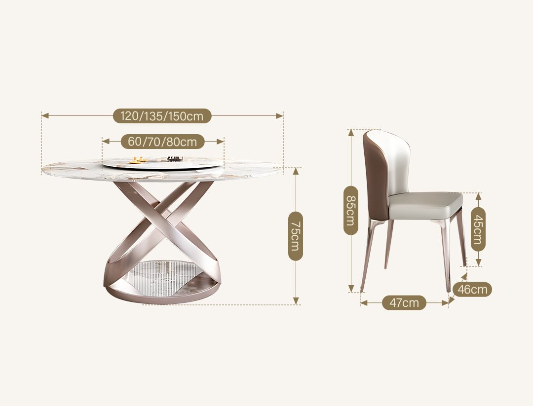Androme Round Dining Table & Chairs, With Rotatable Tray - Miola