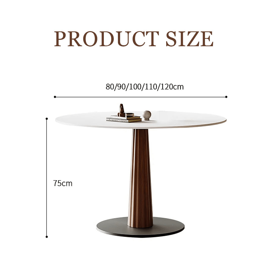 Anderson Small Round Dining Table, Sintered Stone & Solid Wood - Miola