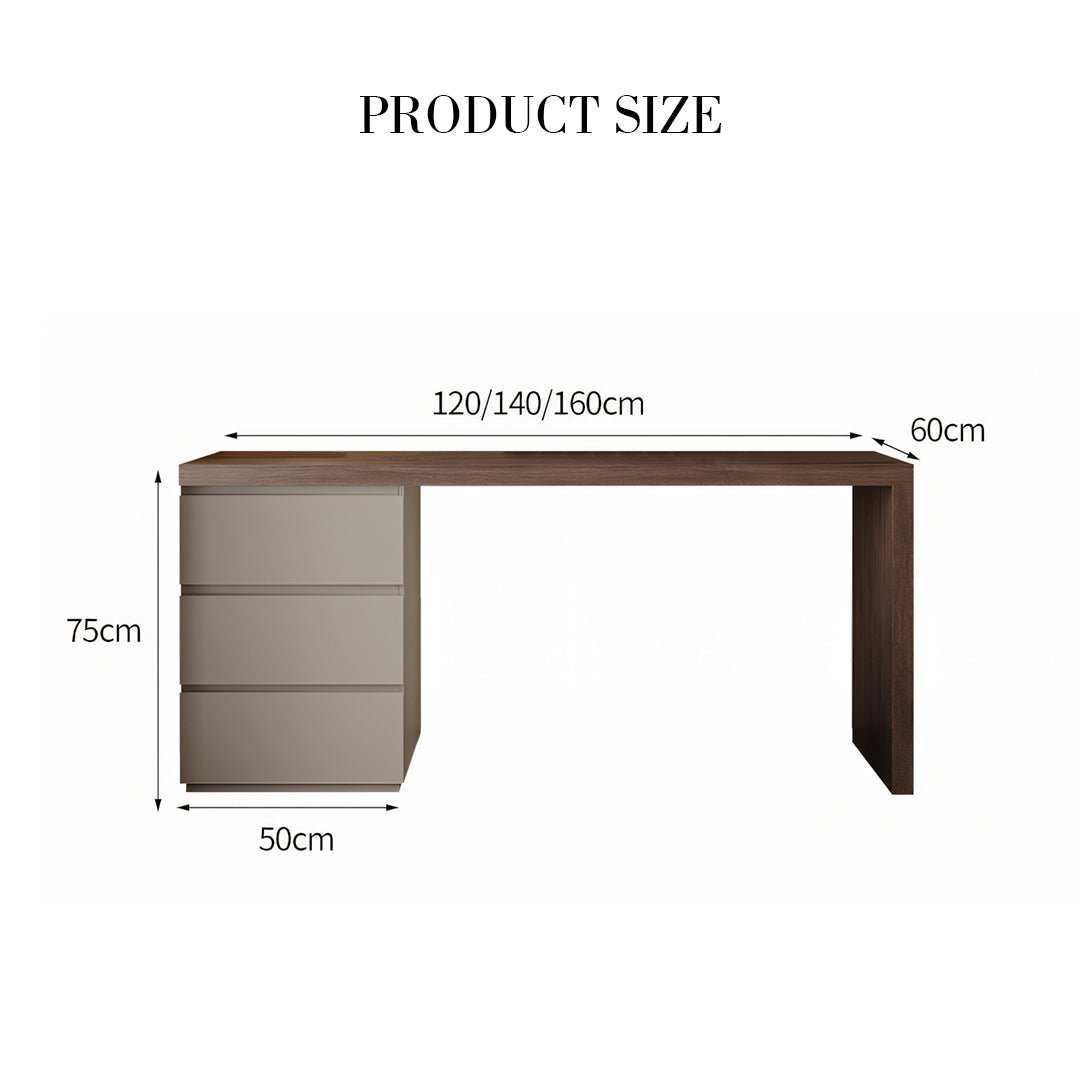 Jamal Office Desk With Storage & Office Chair, Solid Wood - Miola