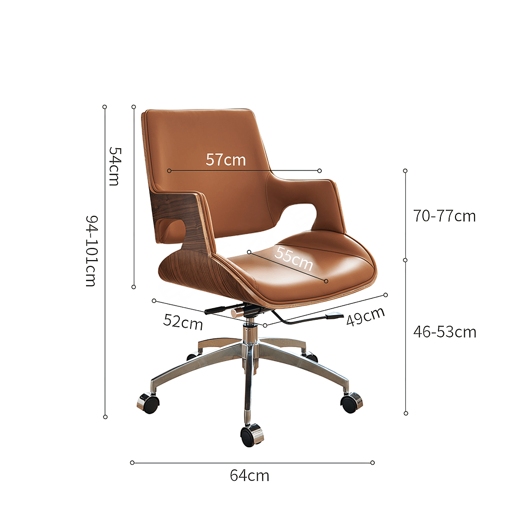 Drake Office Chair, Tan Leather, Reclining & Swivel - Miola