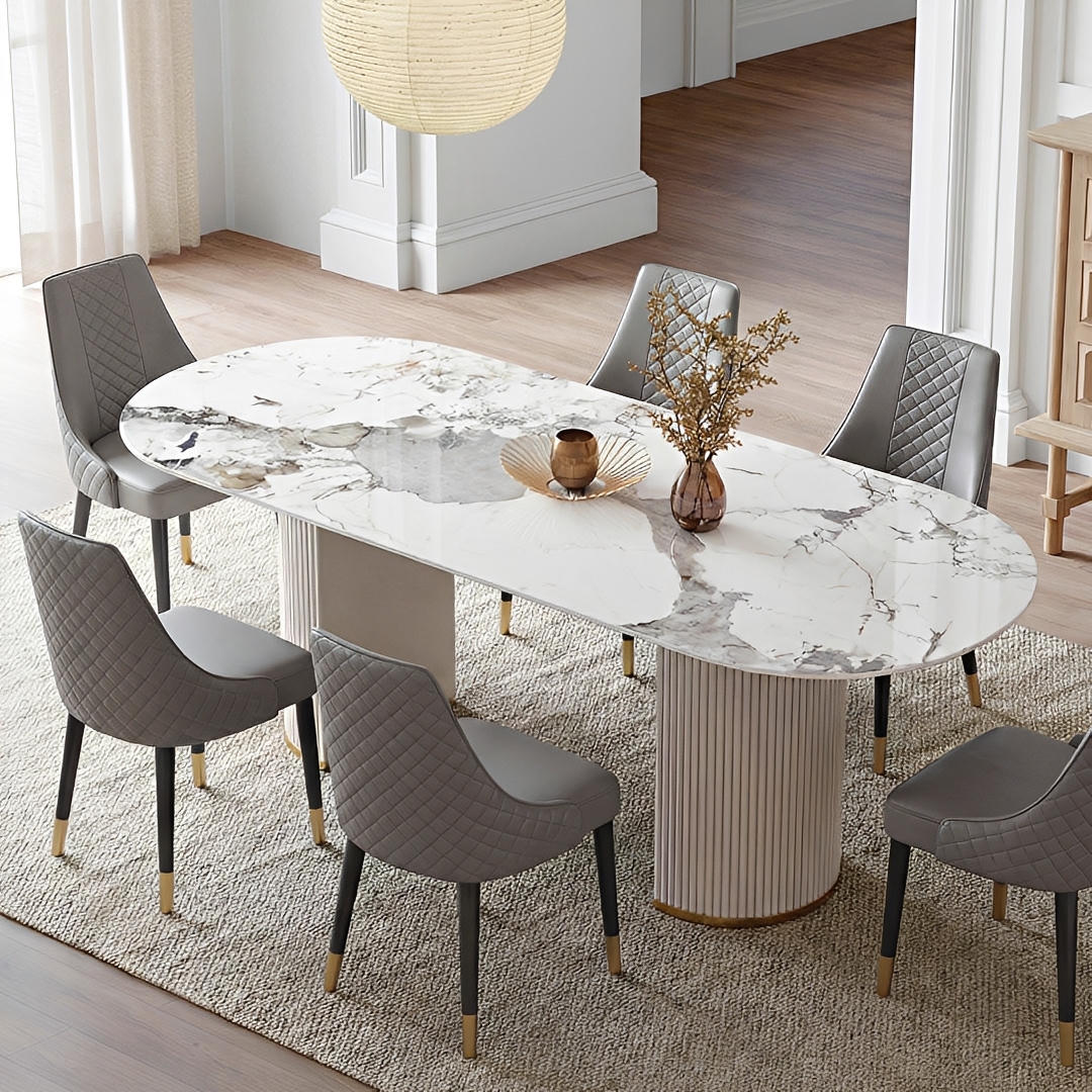 Costanza Dining Table, Sintered Stone, White - Miola