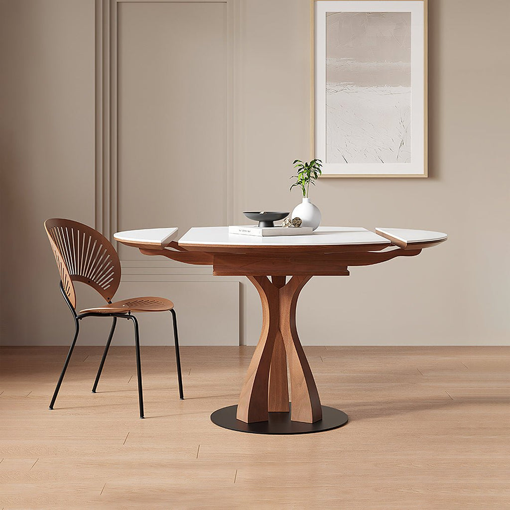 Caruso Round Extending Dining Table, Sintered Stone, White - Miola