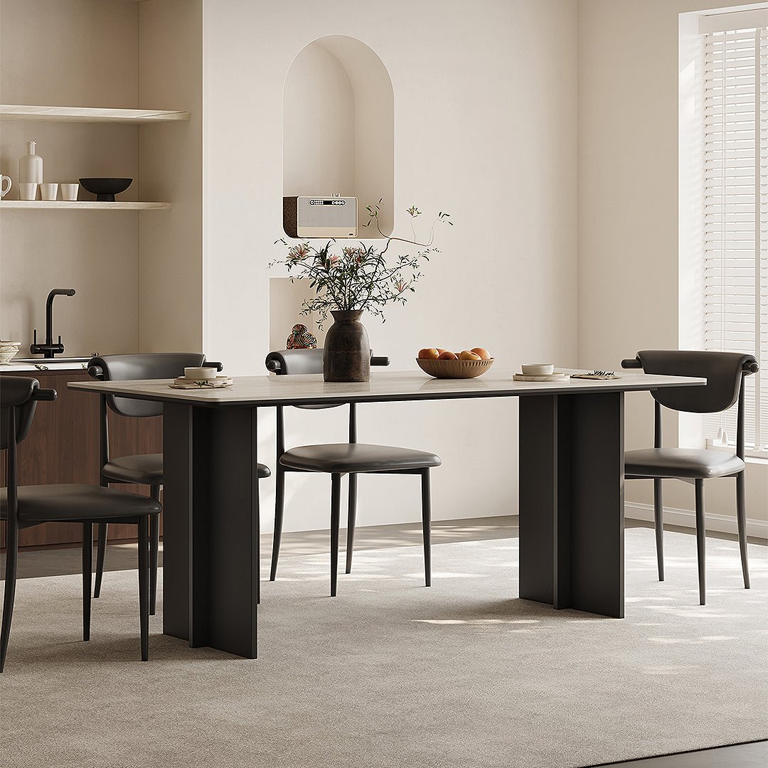 Hasegawa Dining Table, Sintered Stone With Black Legs - Miola