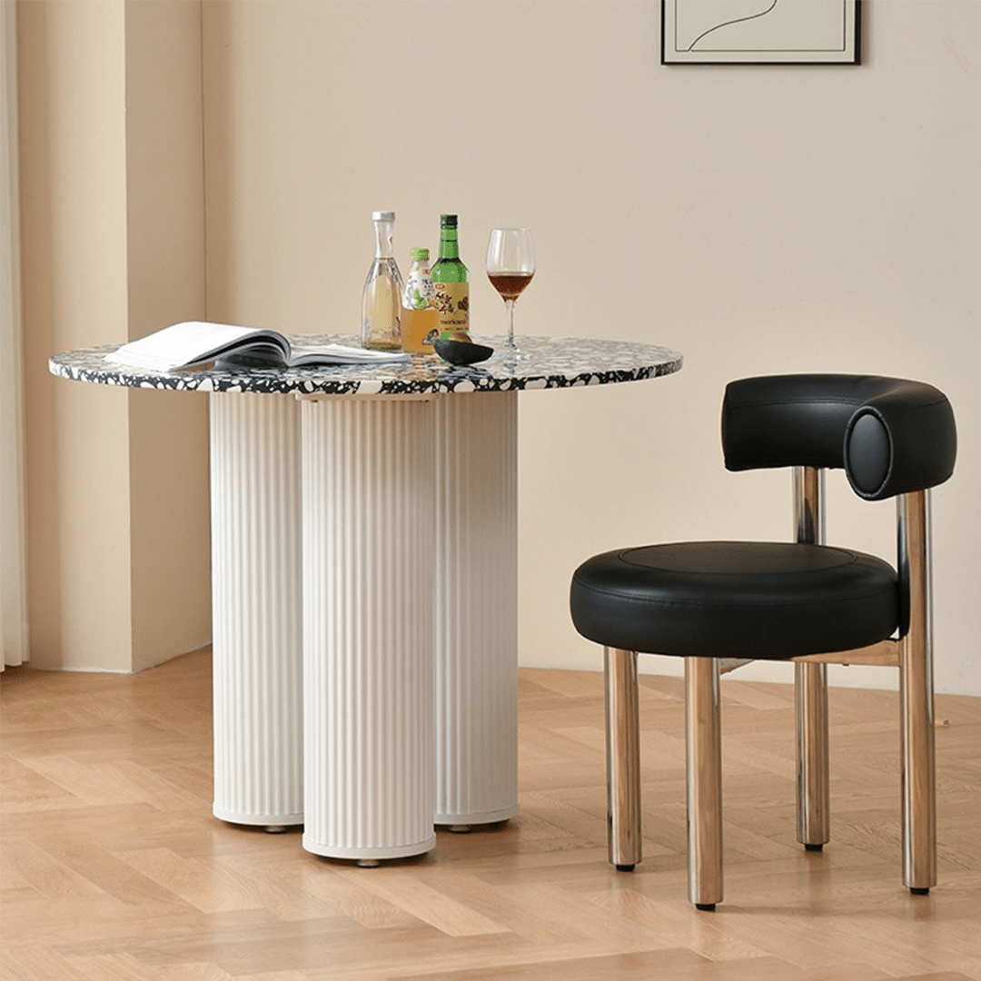 Nelli Modern Round Dining Table, Marble - Miola