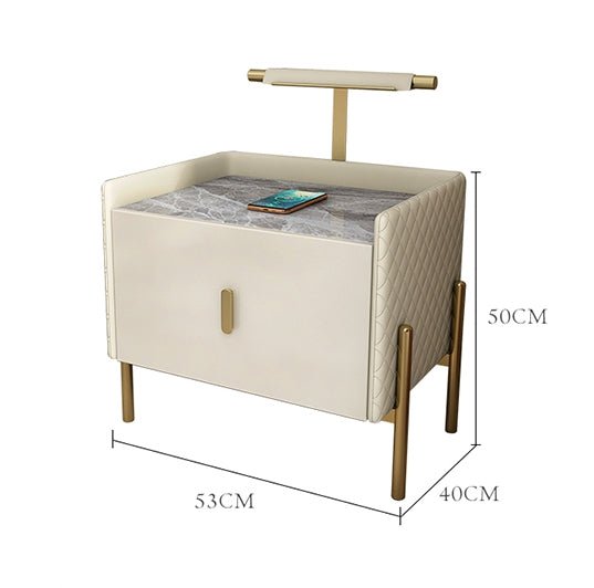 Taro Bedside Table, Cream - Miola