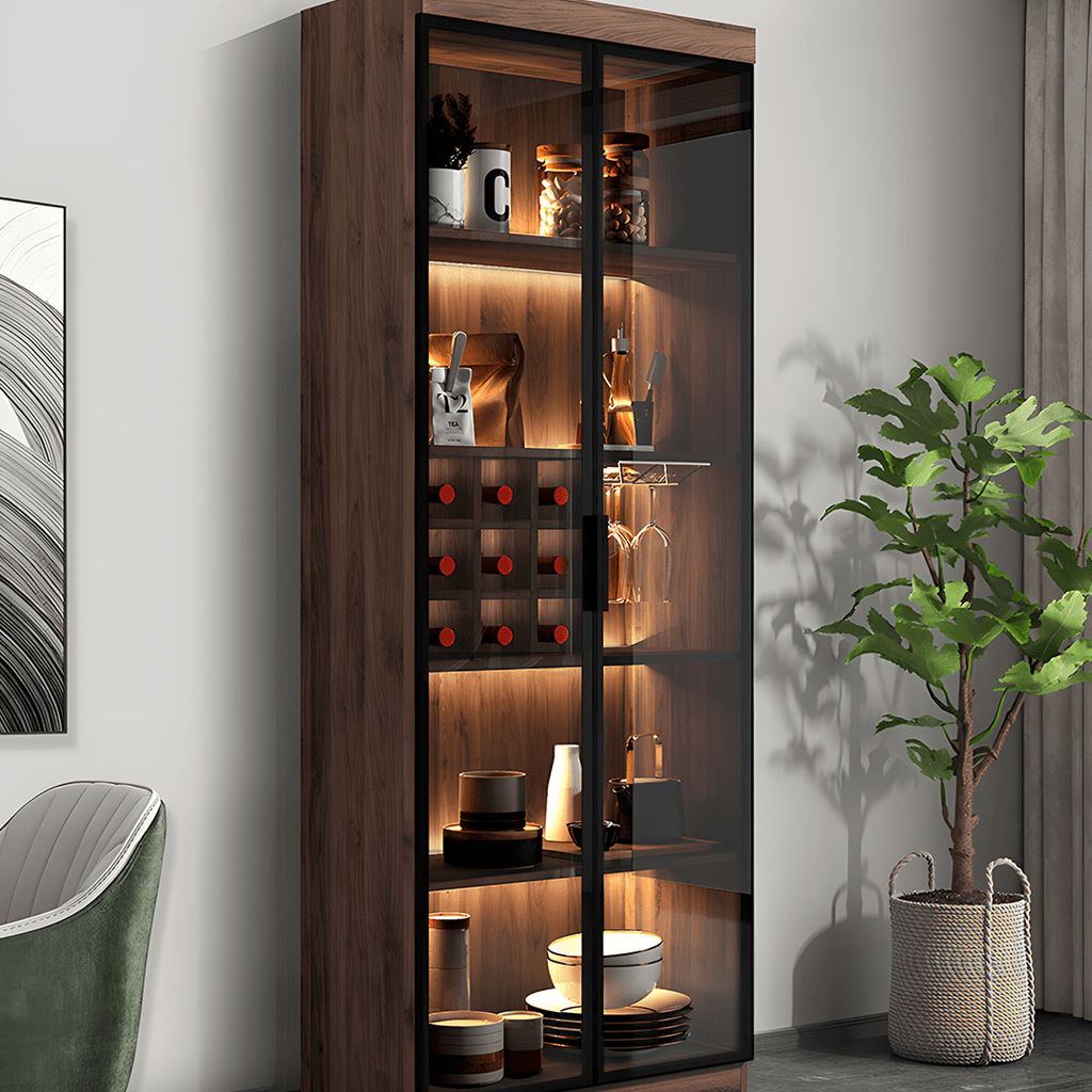 Silen Cocktail Drinks Cabinet, Drink Cabinet, Wine Cabinet, Wood & Glass - Miola