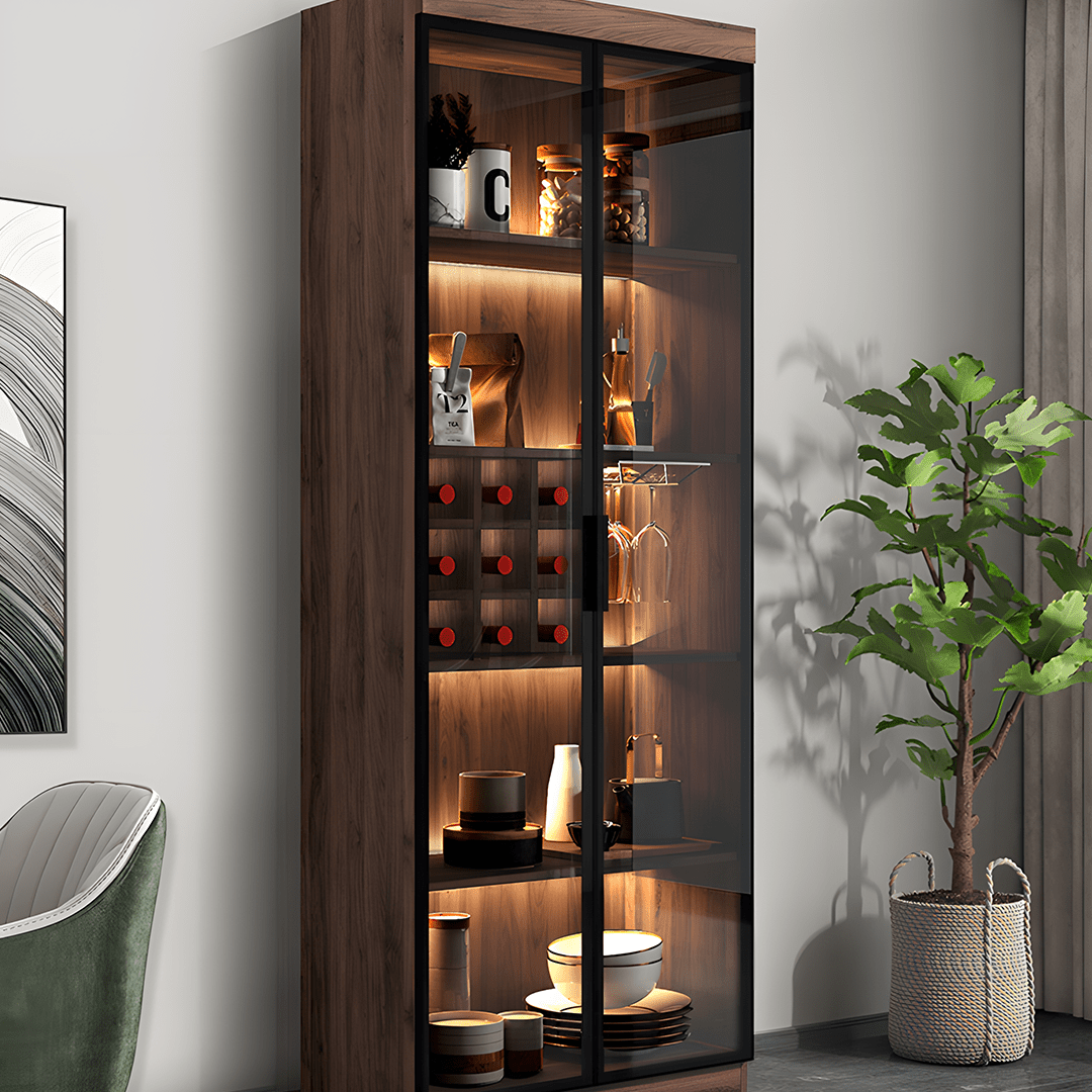 Silen Cocktail Drinks Cabinet, Drink Cabinet, Wine Cabinet, Wood & Glass - Miola
