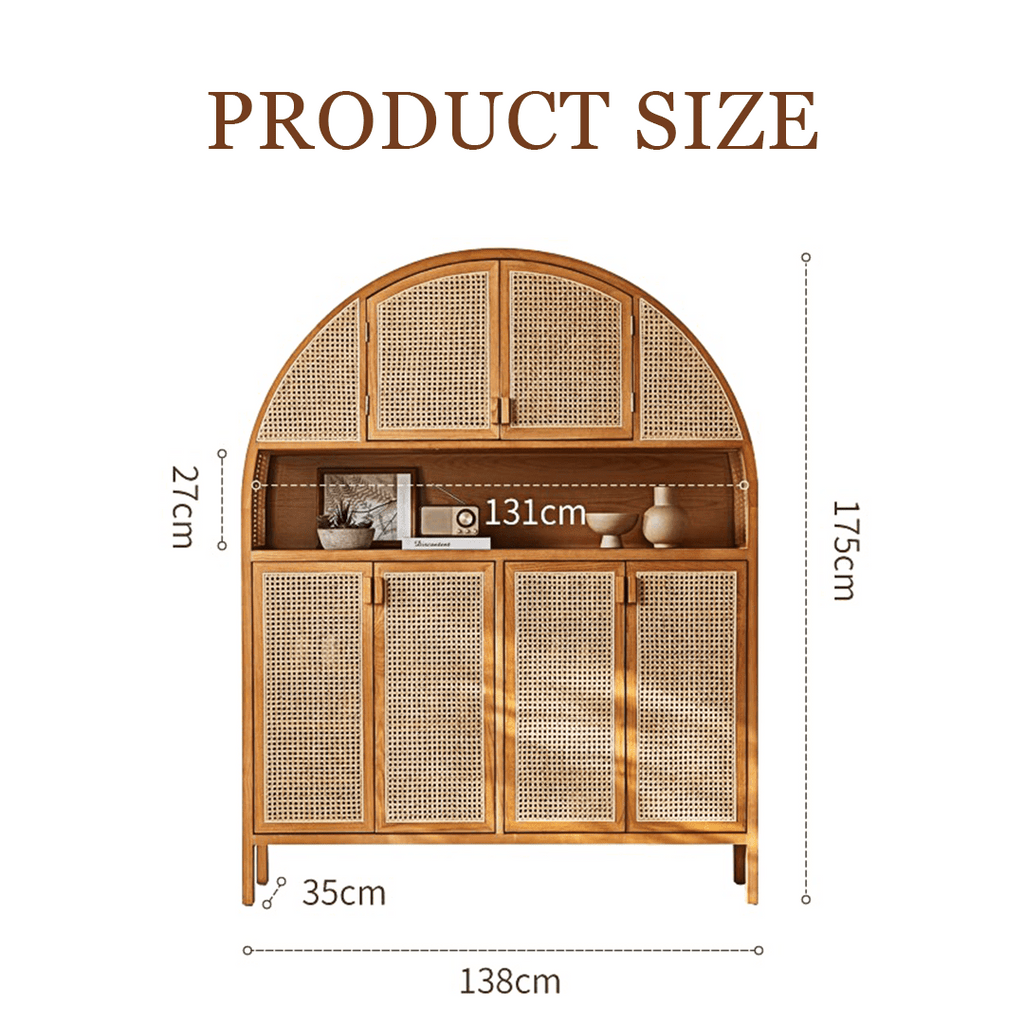 Eisha Rattan Shoe Storage, Cupboard, Solid Wood - Miola