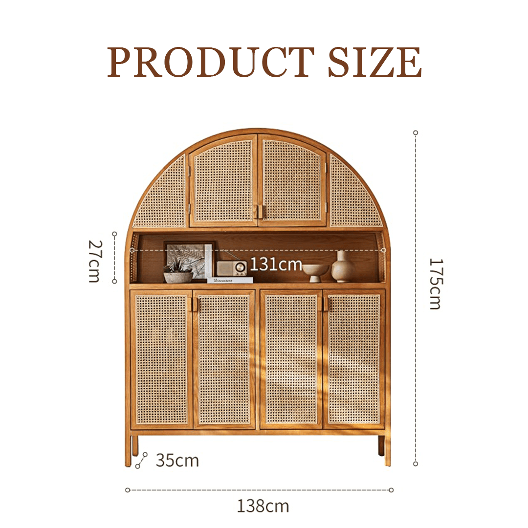 Eisha Rattan Shoe Storage, Cupboard, Solid Wood - Miola