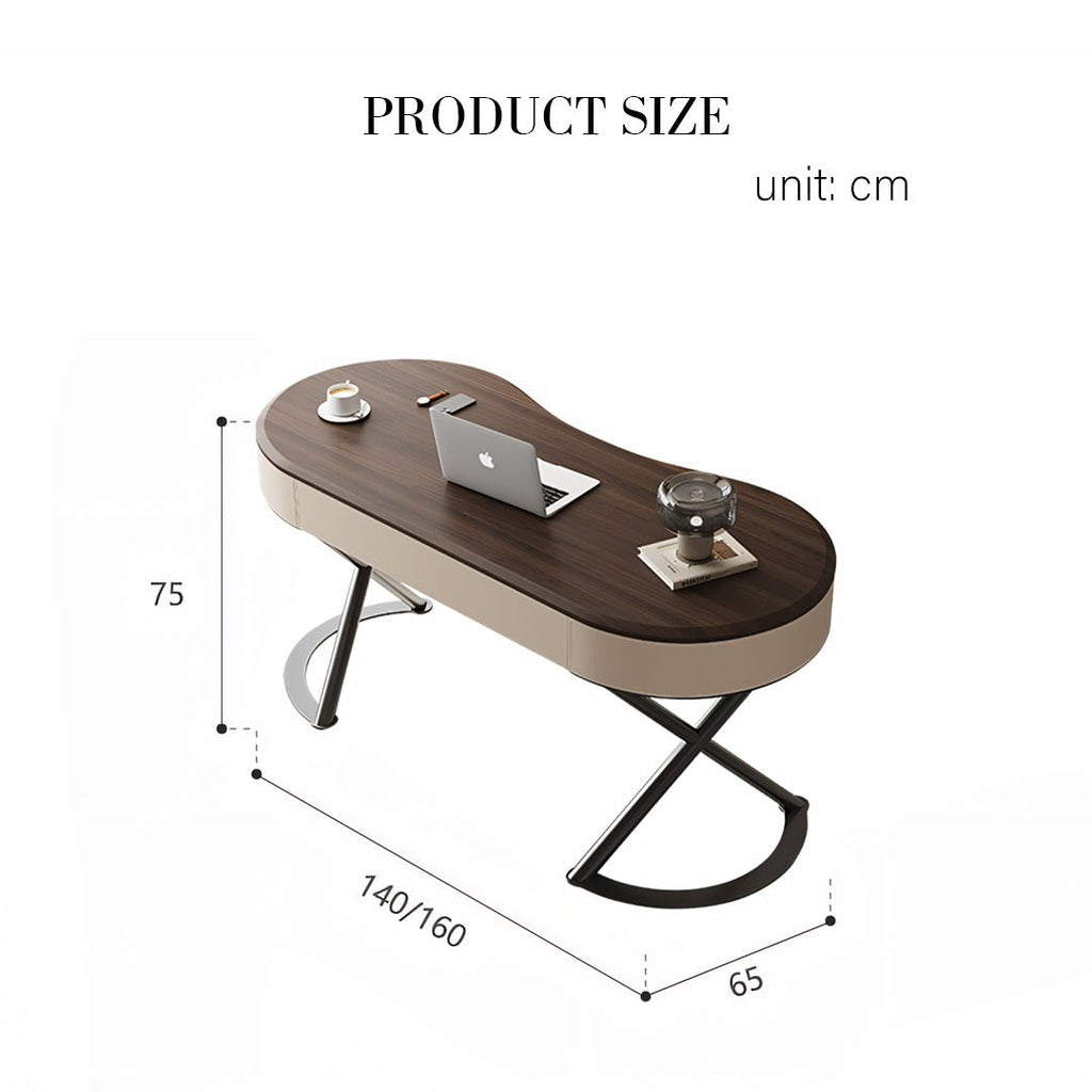 Chika Modern Office Desk For Home, Curved Office Desk, Wood - Miola
