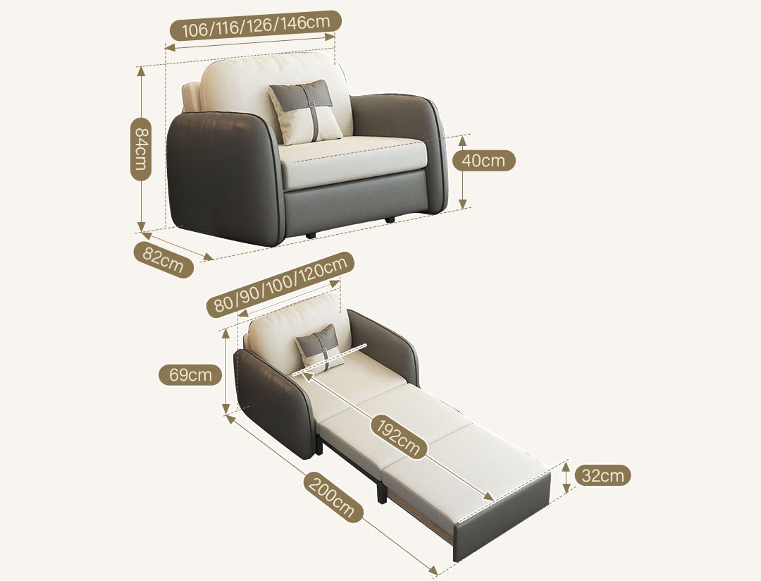 Caio Single Sofa Bed, Leathaire - Miola