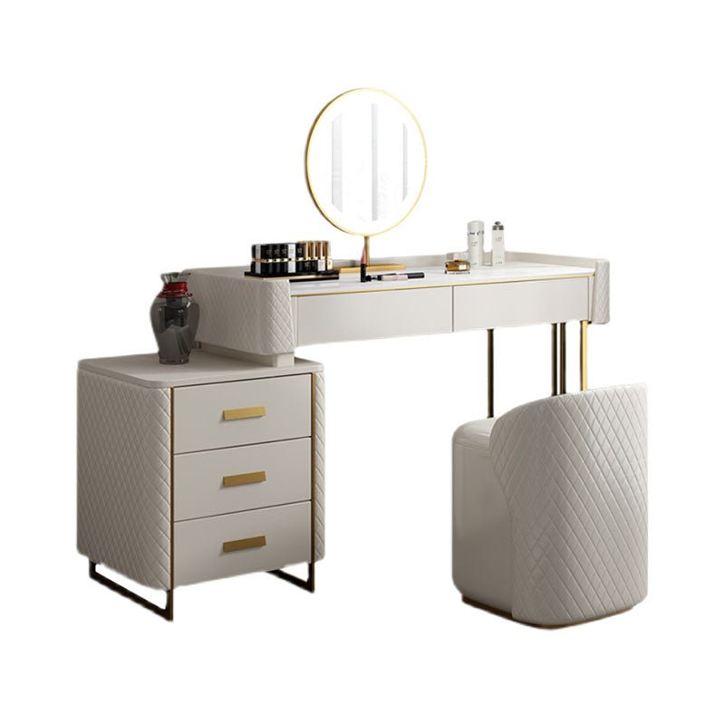 Allurea Dressing Table With LED Mirror, Greyish Cream - Miola