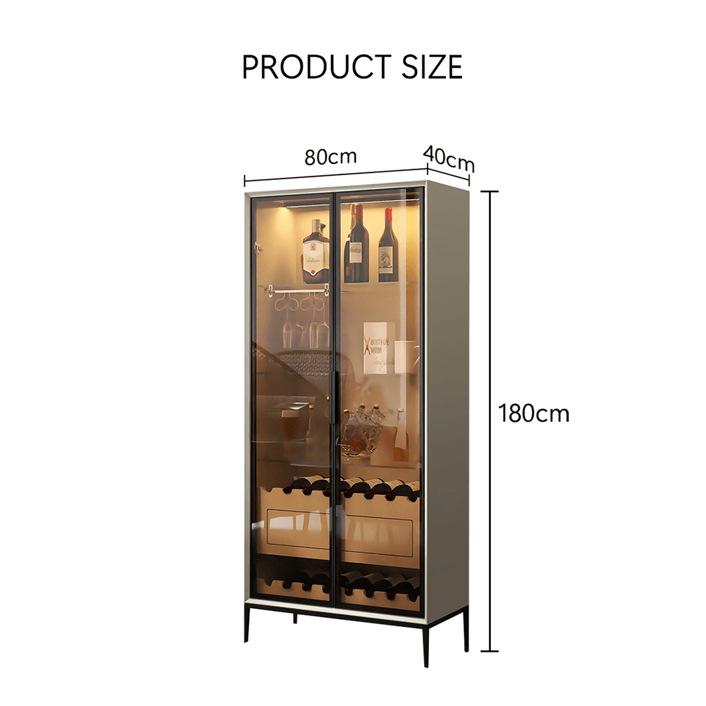 Delfina Wine Cabinet, Cabinet With Wine Rack, Light Grey Wood - Miola