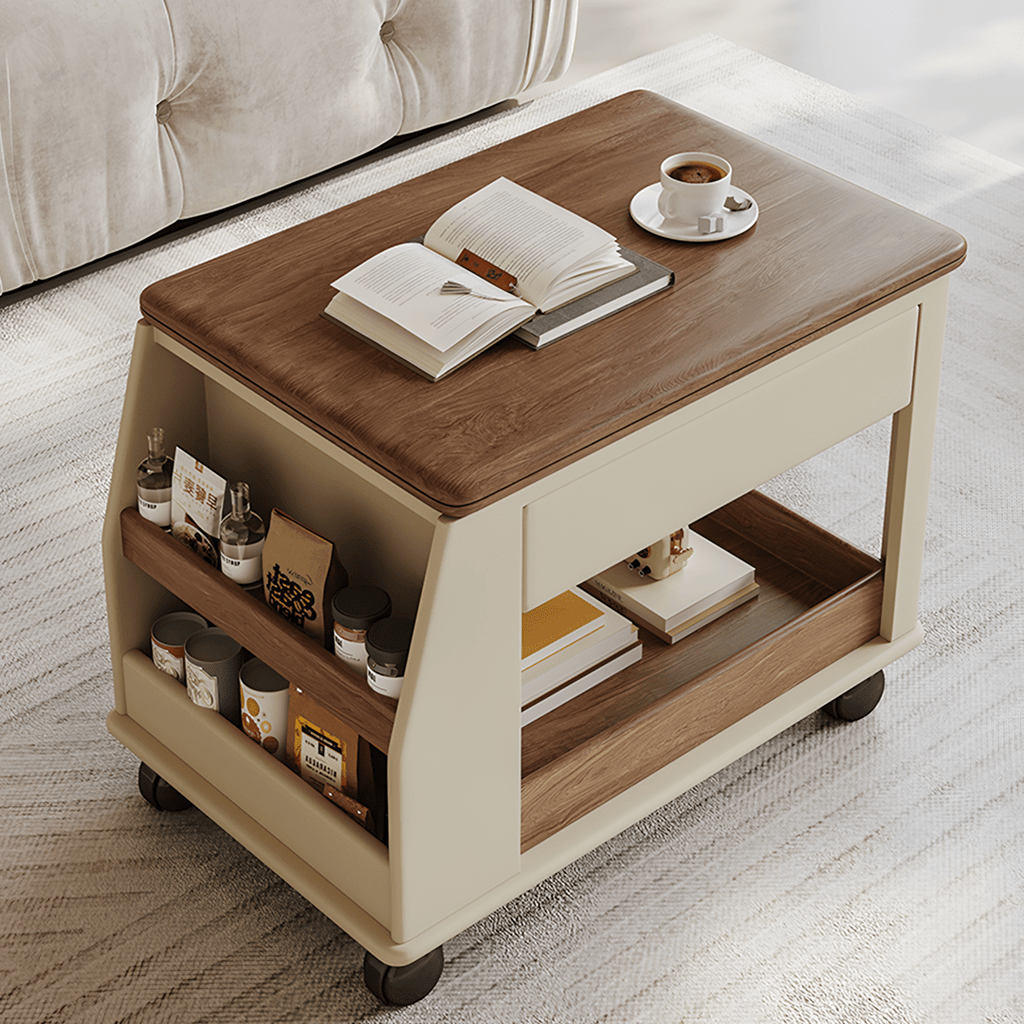 Ruiz Small Coffee table, Lift Up Coffee Table With Storage & Casters - Miola