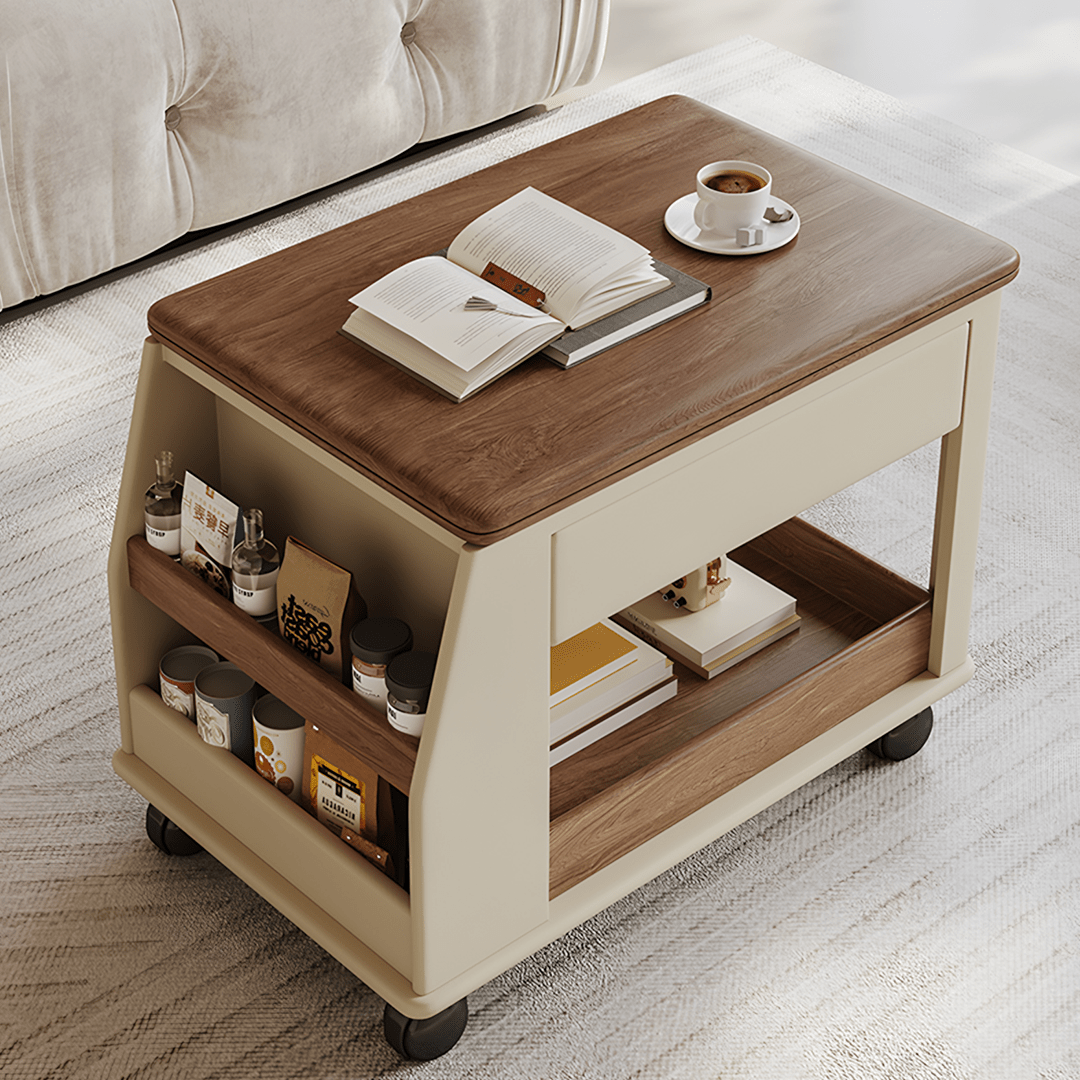 Ruiz Small Coffee table, Lift Up Coffee Table With Storage & Casters - Miola