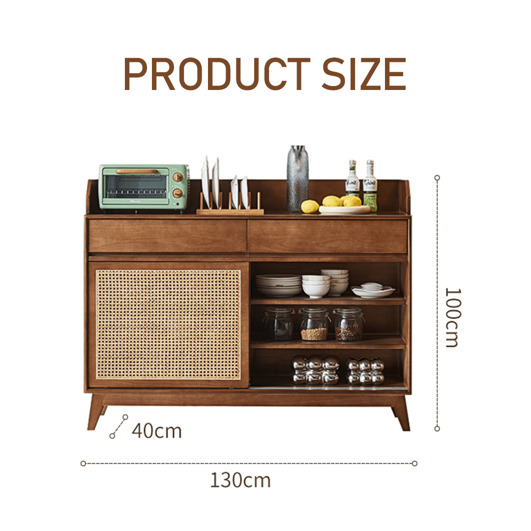 Cameron Sideboard, Rattan Cabinet With Glass Sliding Door - Miola