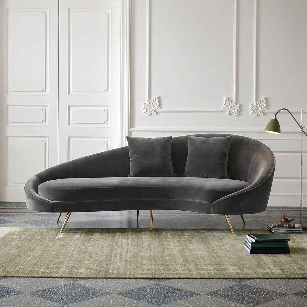 Slender Modern Curved Two Seater, Three Seater Sofa, Velvet - Miola