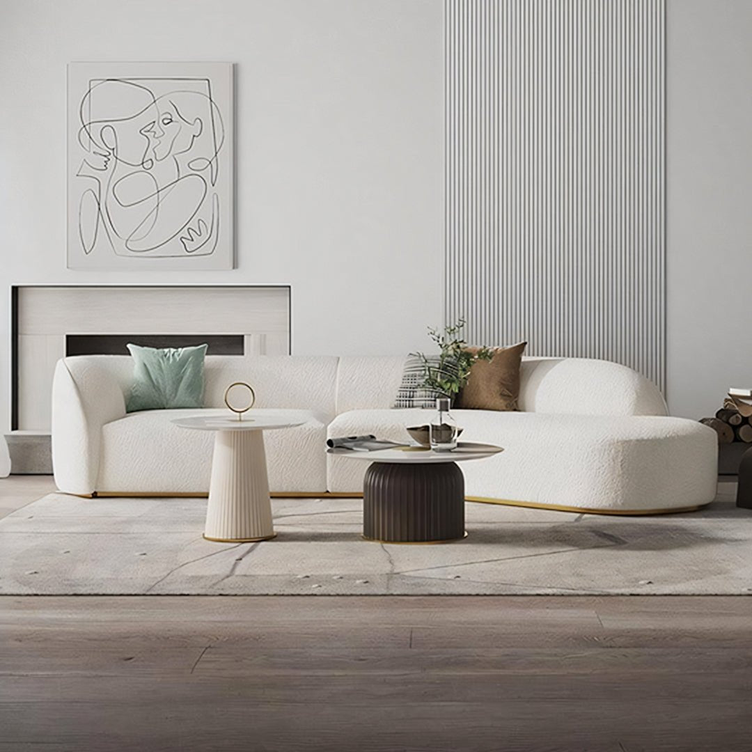 Welby Three Seater Curved Sofa, White - Miola